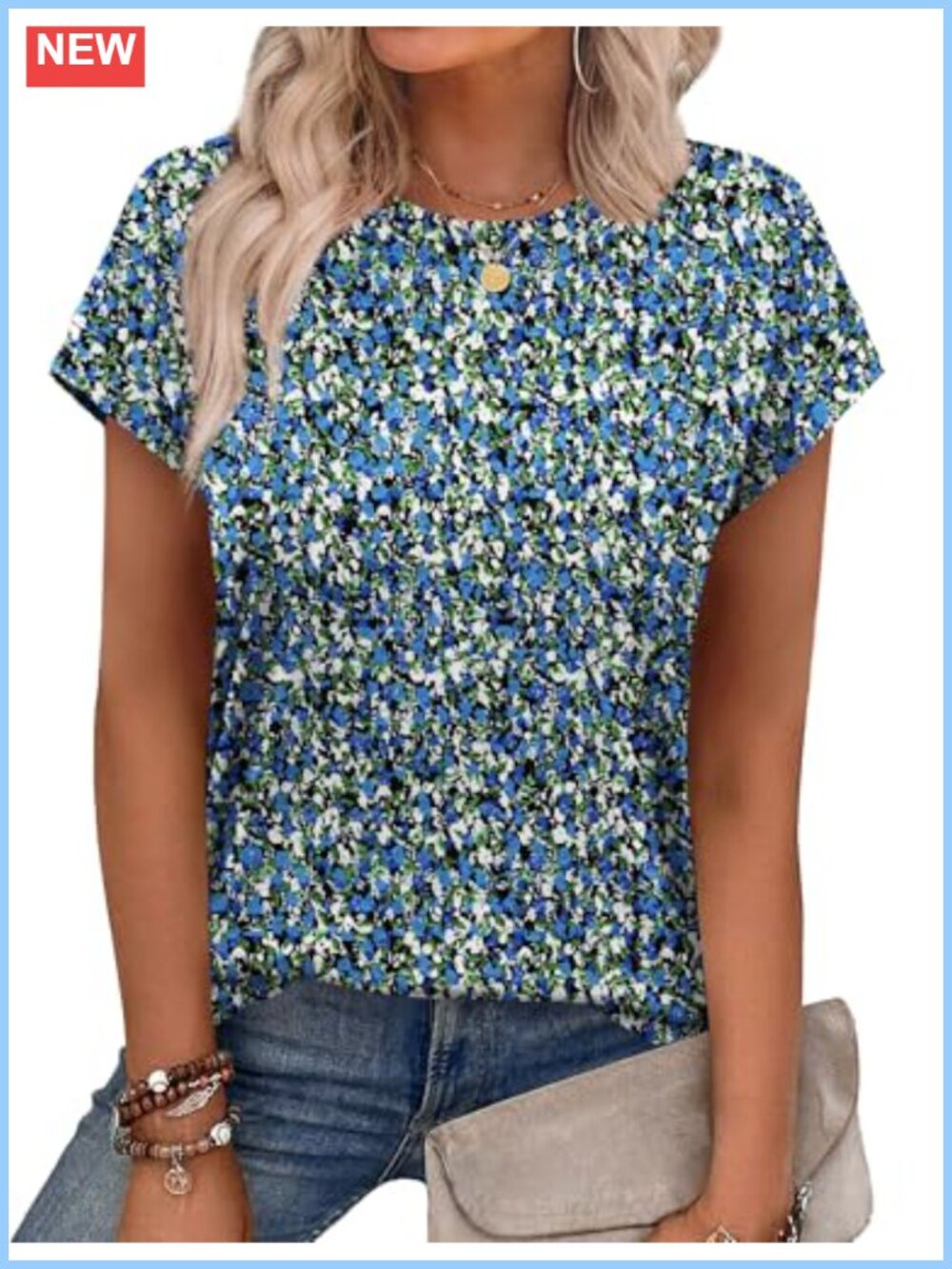 Womens Short Sleeve Crew Neck Tunic Tee Blouse Soft Stretch Polyester Spandex